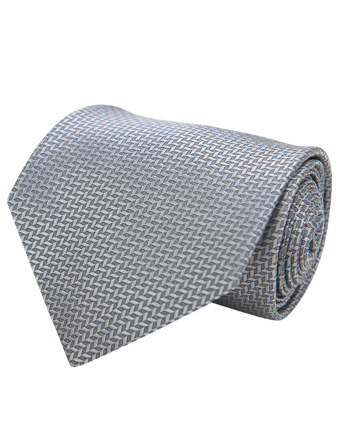Silver Chevron Weave Italian Silk Tie