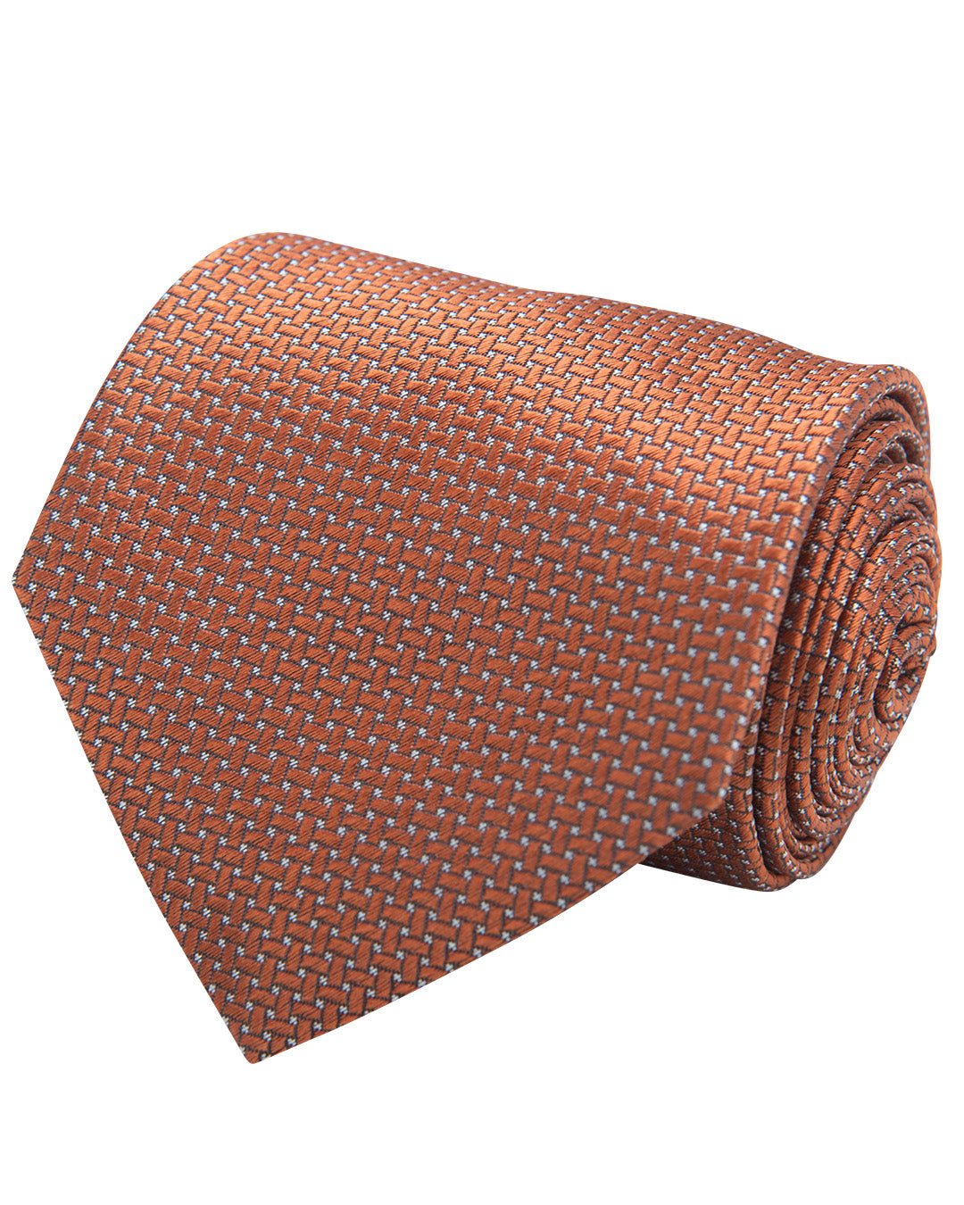 Orange Lattice Weave Italian Silk Tie