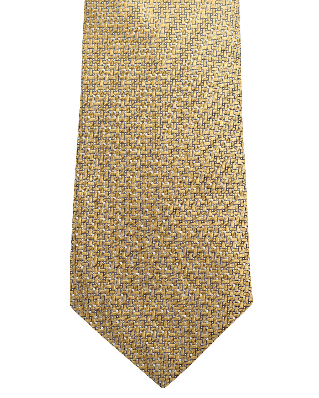 Yellow Lattice Weave Italian Silk Tie