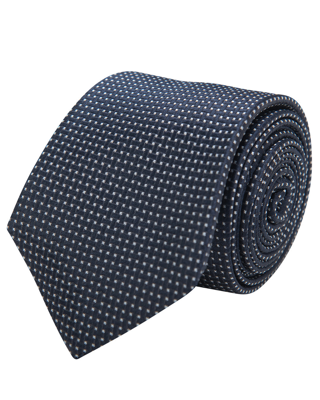Navy Lattice Weave Italian Silk Skinny Tie