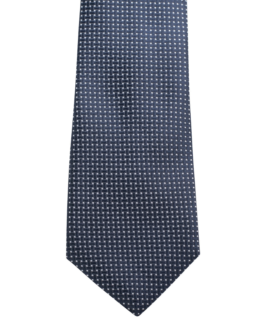 Navy Lattice Weave Italian Silk Skinny Tie