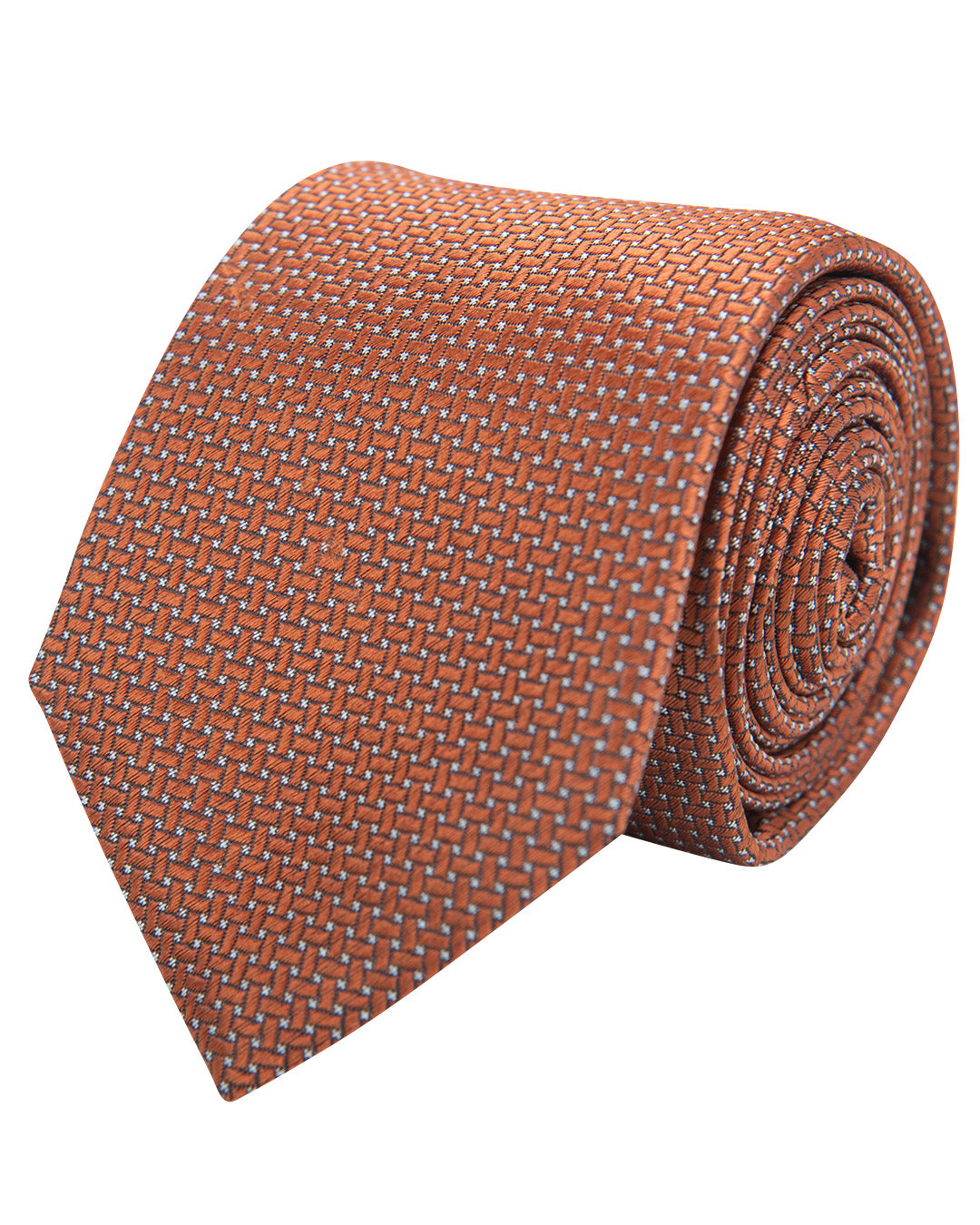 Orange Lattice Weave Italian Silk Skinny Tie
