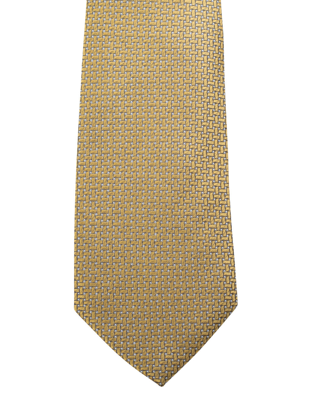 Yellow Lattice Weave Italian Silk Skinny Tie