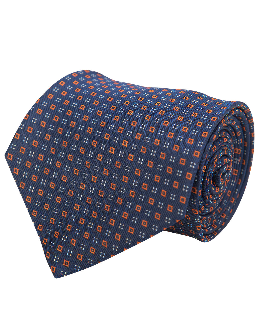 Orange Diamond Motif Twill Weave Italian Silk Tie