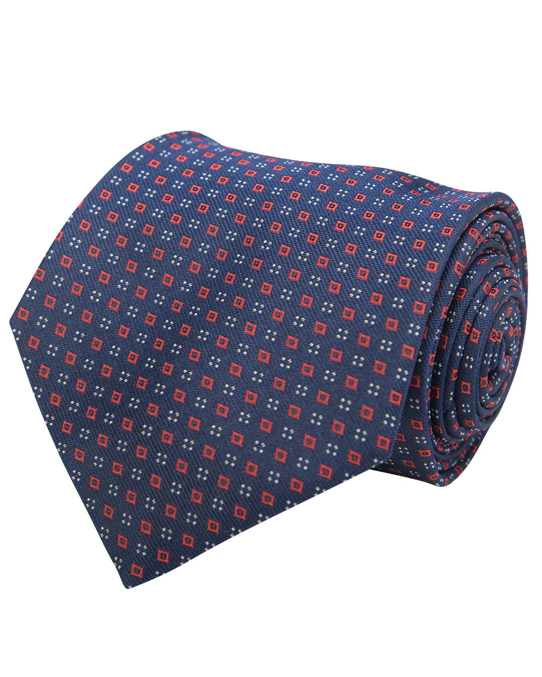 Red Diamond Motif Twill Weave Italian Silk Tie