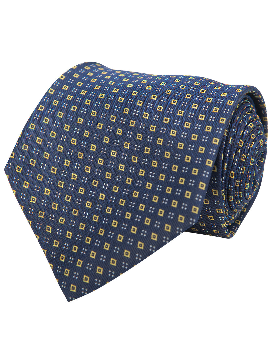 Yellow Diamond Motif Twill Weave Italian Silk Tie