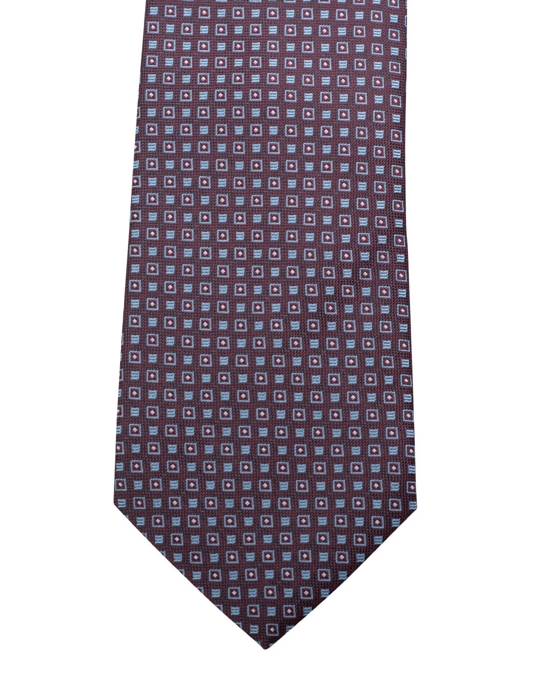 Burgundy Box Motif Oxford Weave Italian Silk Tie