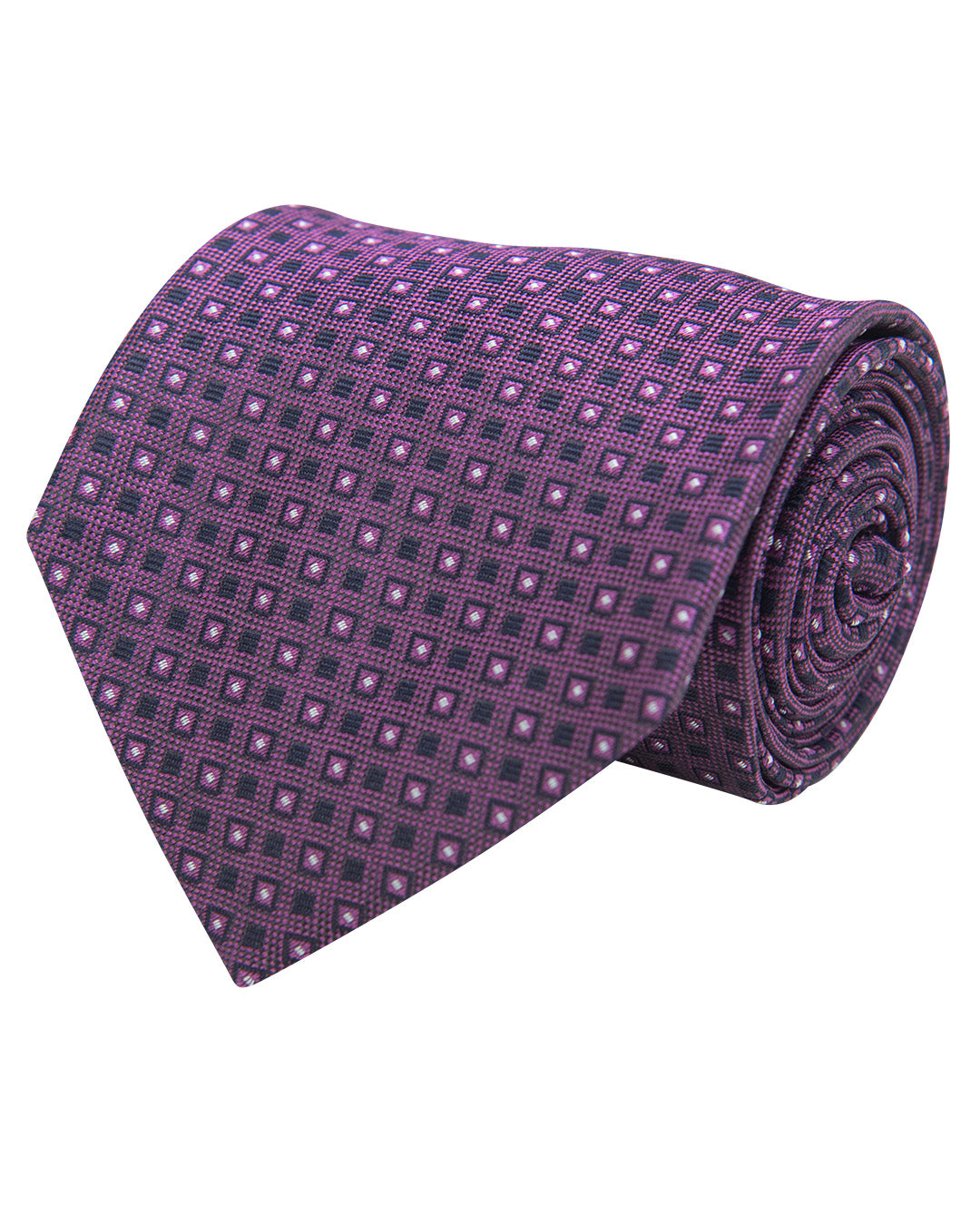 Purple Box Motif Oxford Weave Italian Silk Tie