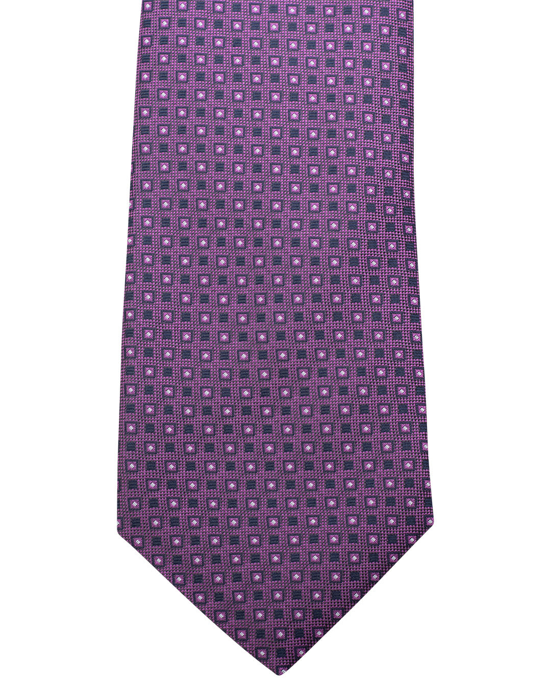 Purple Box Motif Oxford Weave Italian Silk Tie