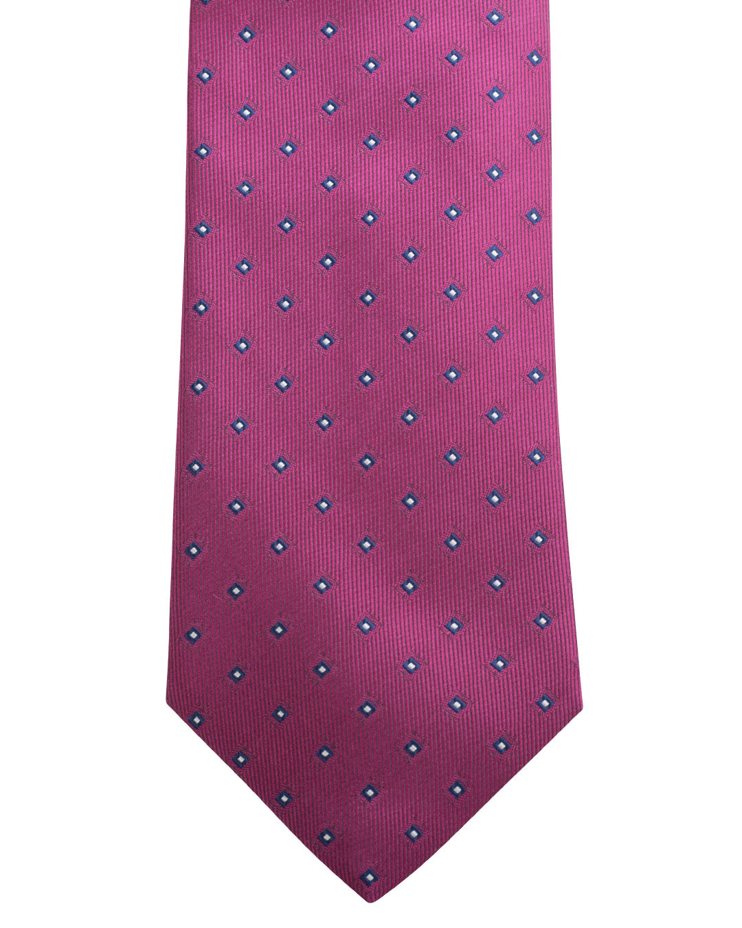 Pink Dotted Diamond Motif Twill Weave Italian Silk Tie