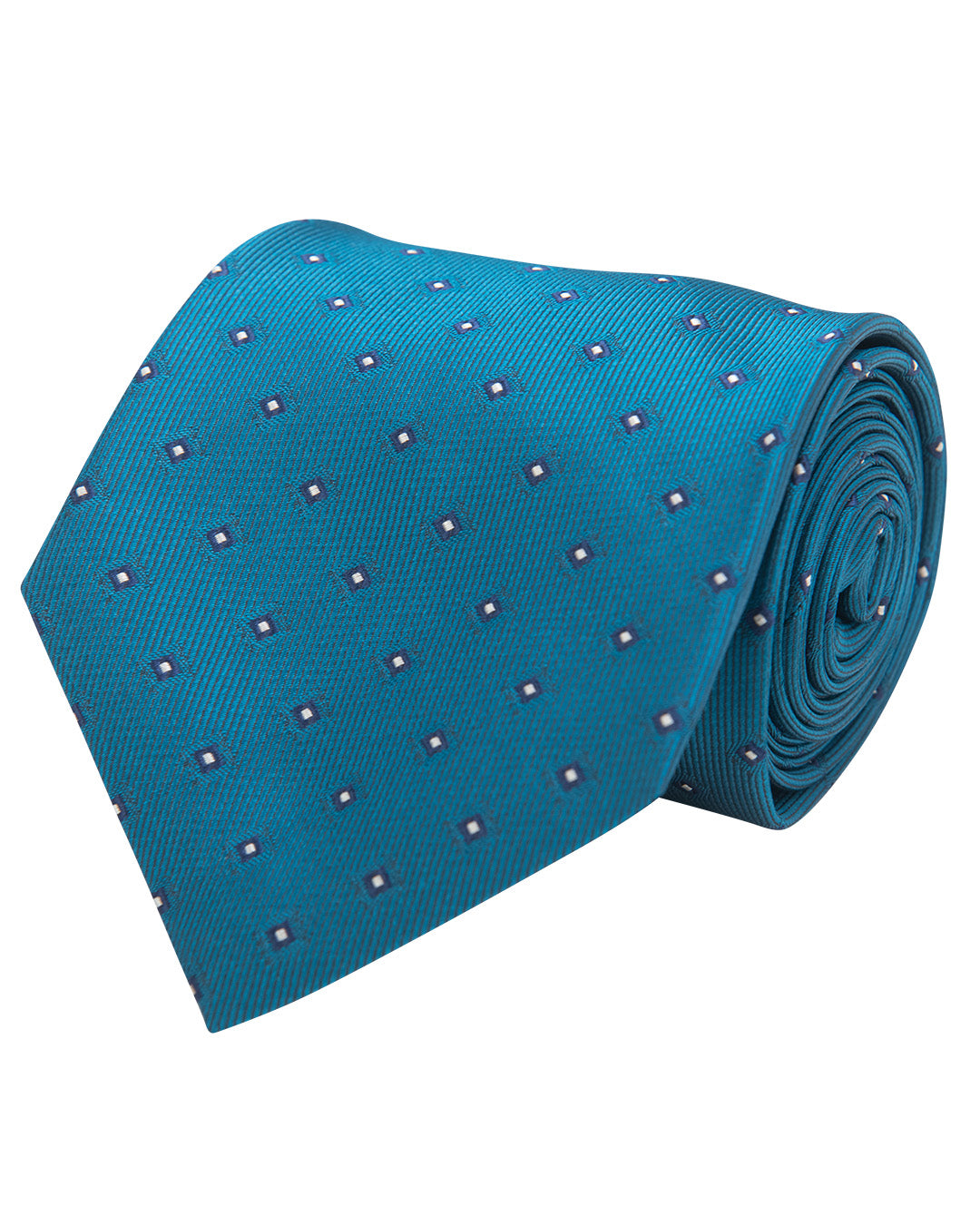 Teal Dotted Diamond Motif Twill Weave Italian Silk Tie