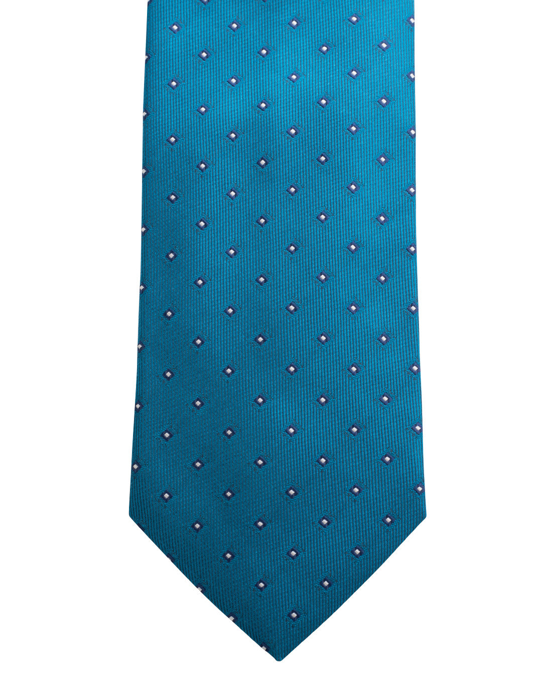 Teal Dotted Diamond Motif Twill Weave Italian Silk Tie