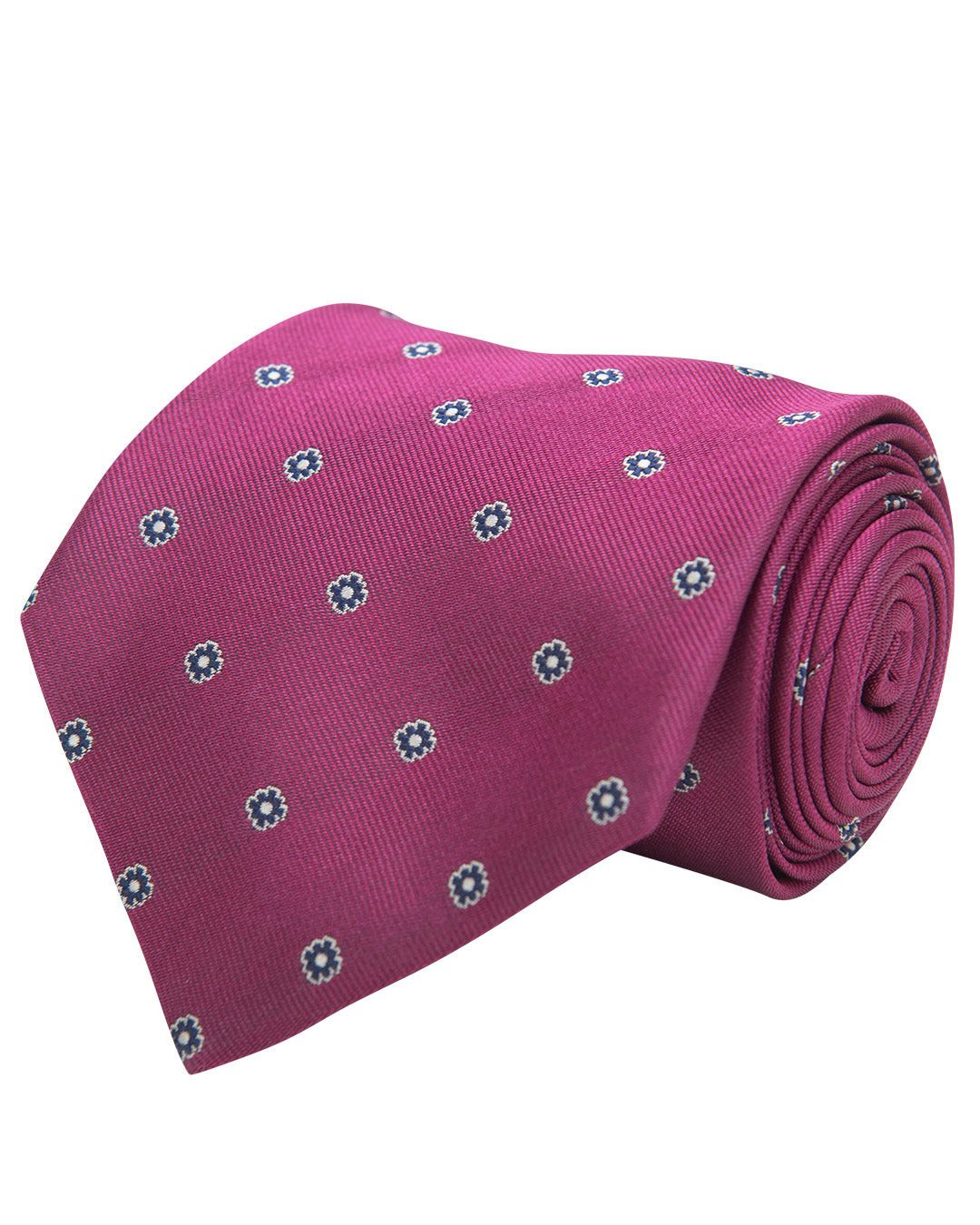 Pink Floral Motif Twill Weave Italian Silk Tie