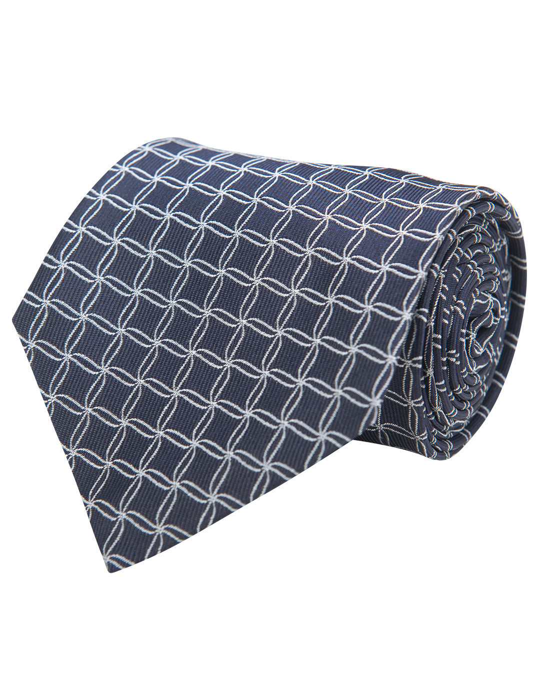 Navy Net Pattern Twill Weave Italian Silk Tie
