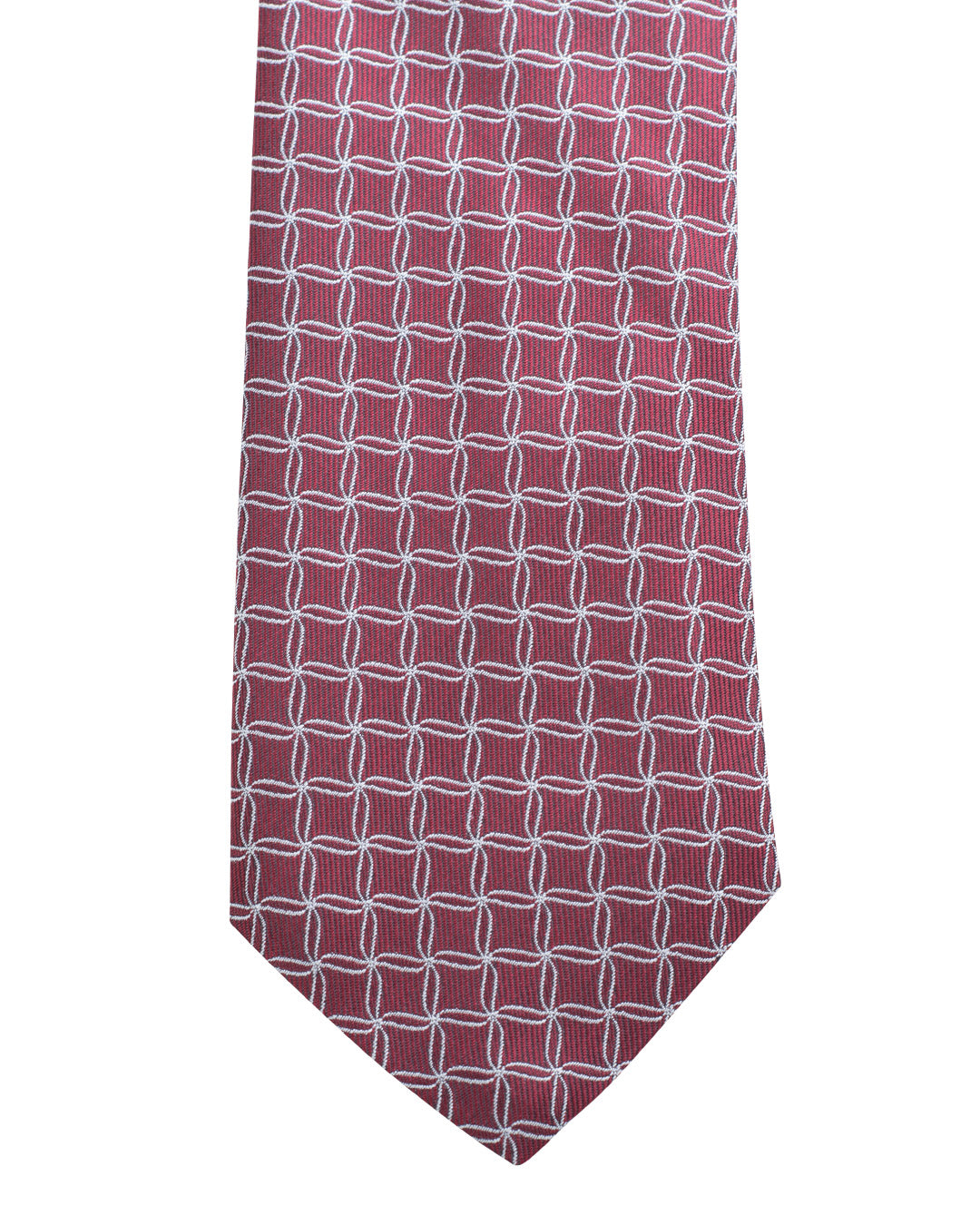 Red Net Pattern Twill Weave Italian Silk Tie