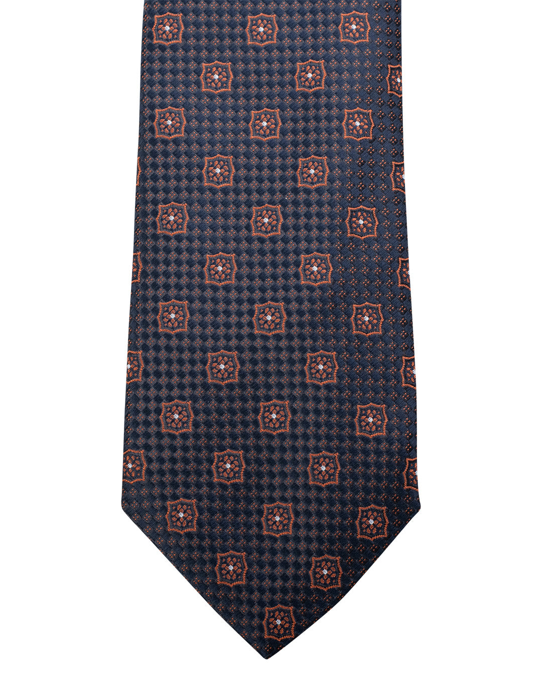 Orange Medallion Basketweave Italian Silk Tie
