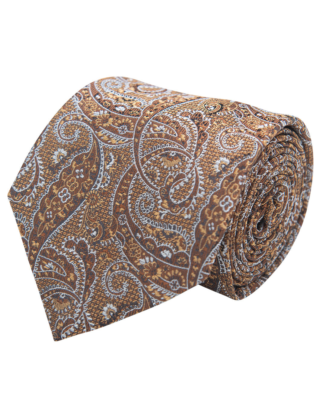 Gold Tonal Paisley Italian Silk Tie