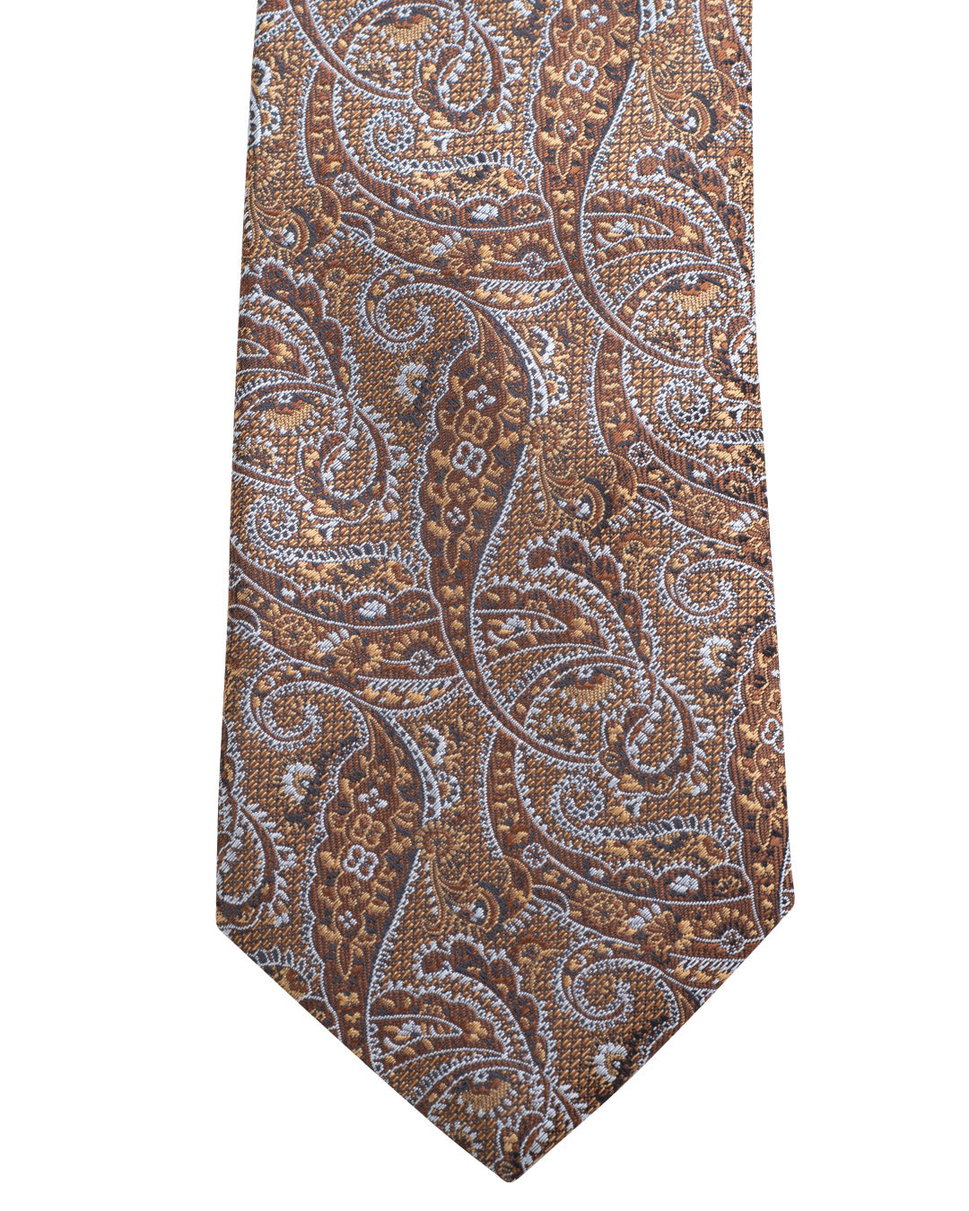 Gold Tonal Paisley Italian Silk Tie