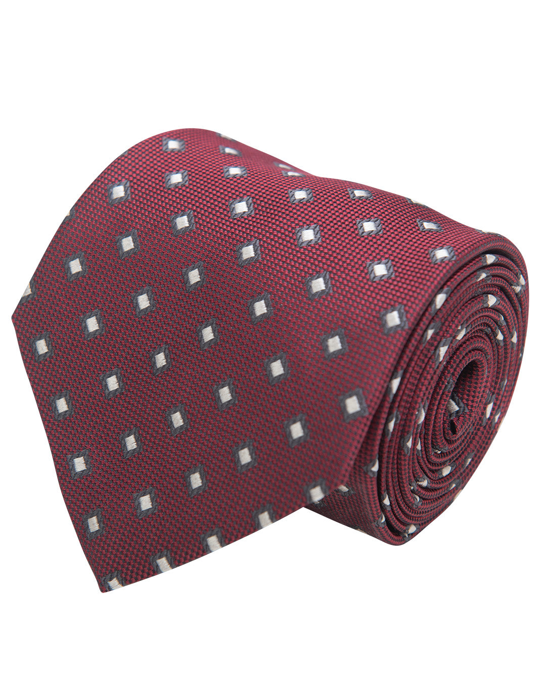 Red Diamond Motif Oxford Weave Italian Silk Tie