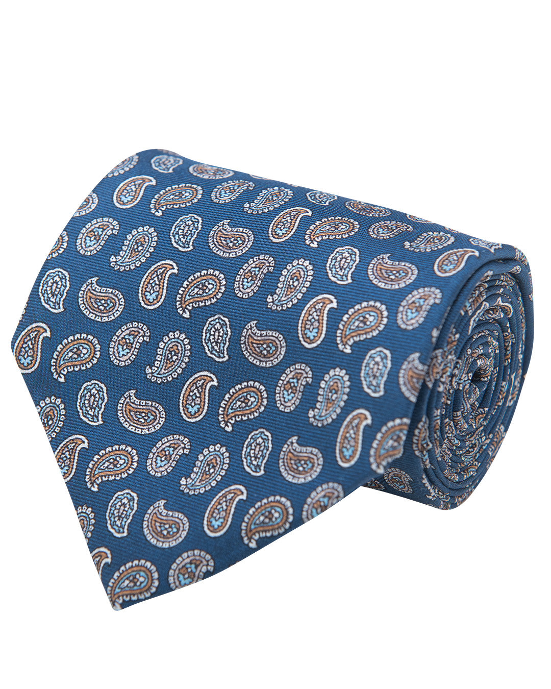 Navy Paisley Print Italian Silk Tie