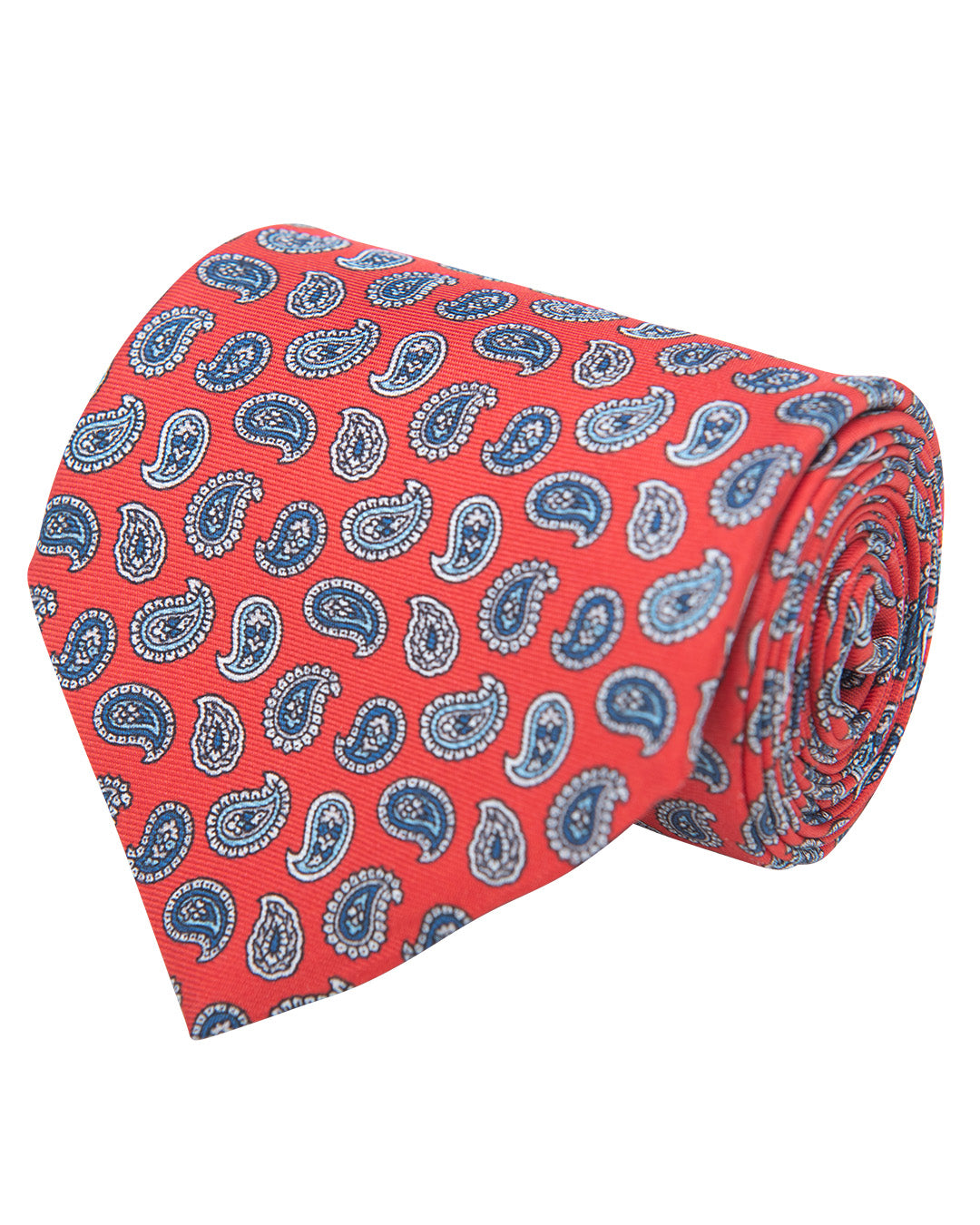 Red Paisley Print Italian Silk Tie