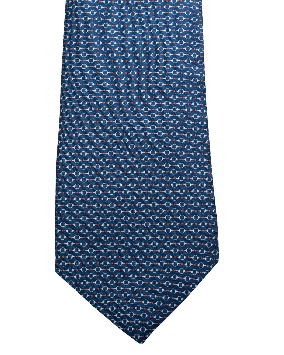 Navy Horsebit Print Italian Silk Tie