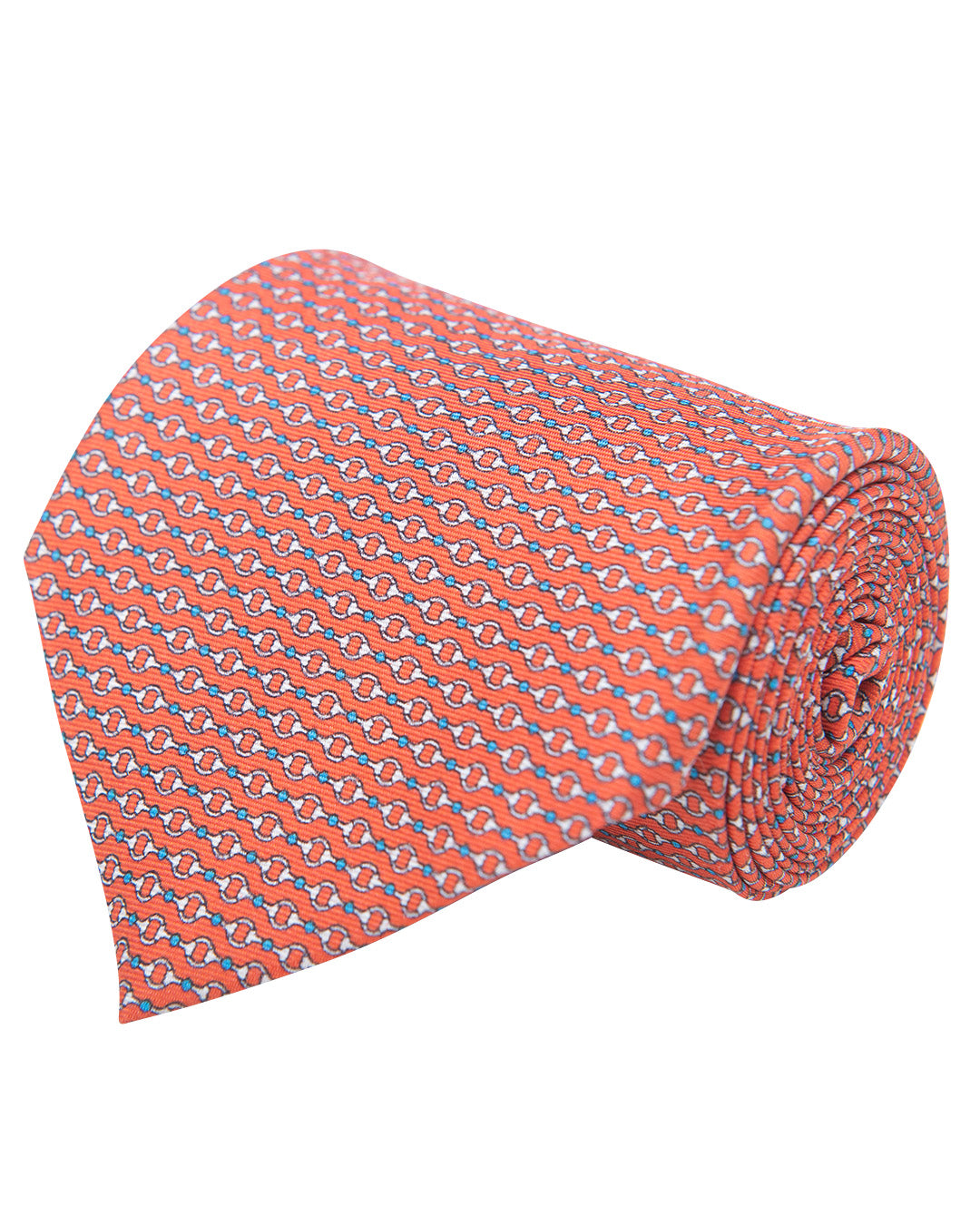 Red Horsebit Print Italian Silk Tie
