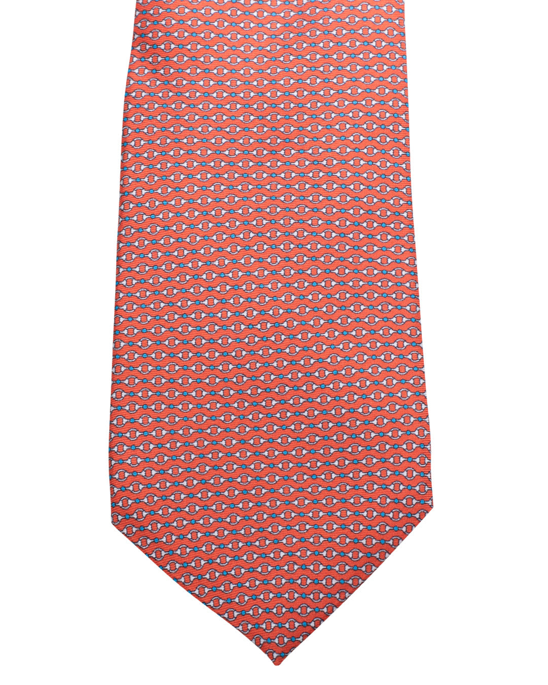 Red Horsebit Print Italian Silk Tie