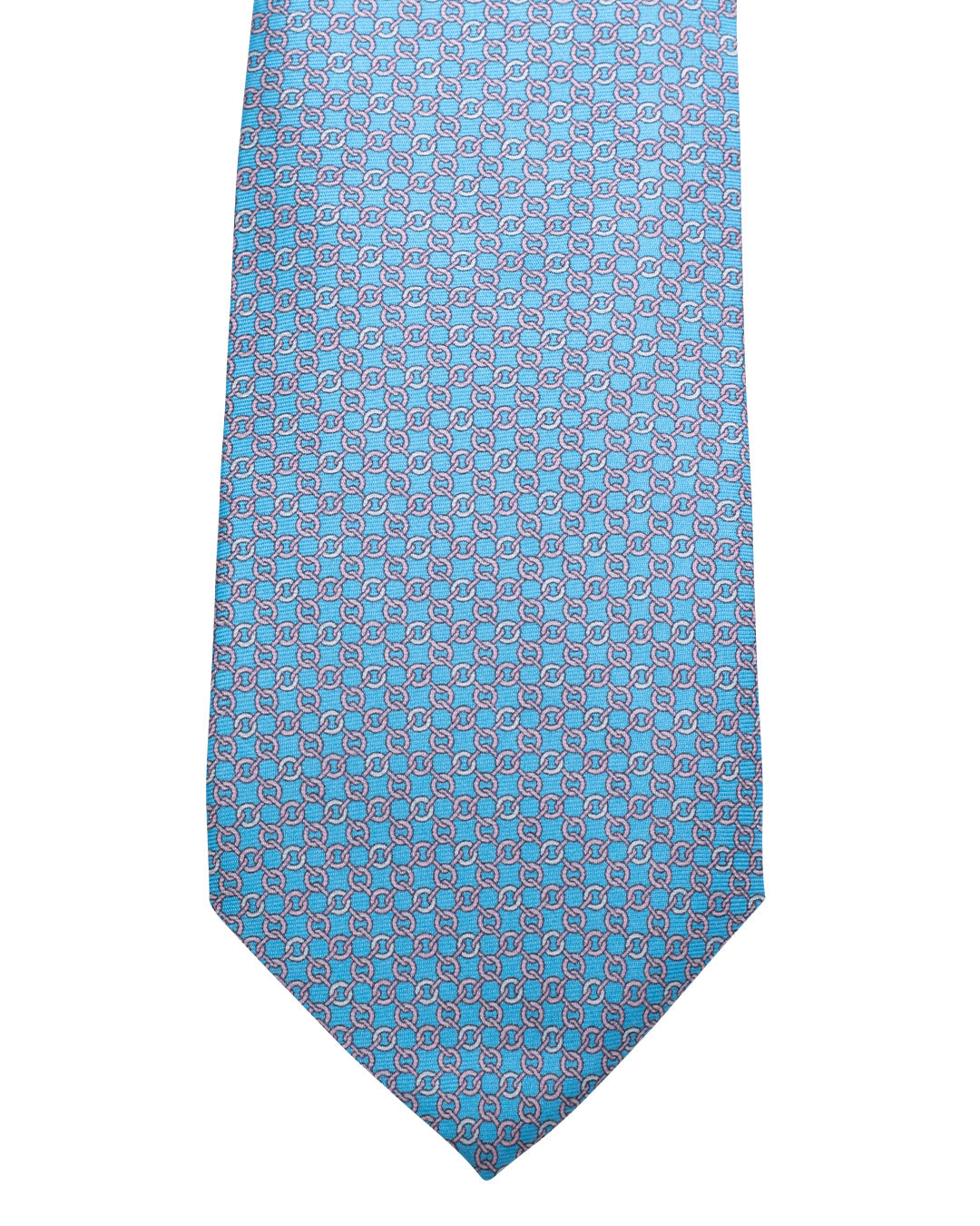 Blue Chainlink Print Italian Silk Tie
