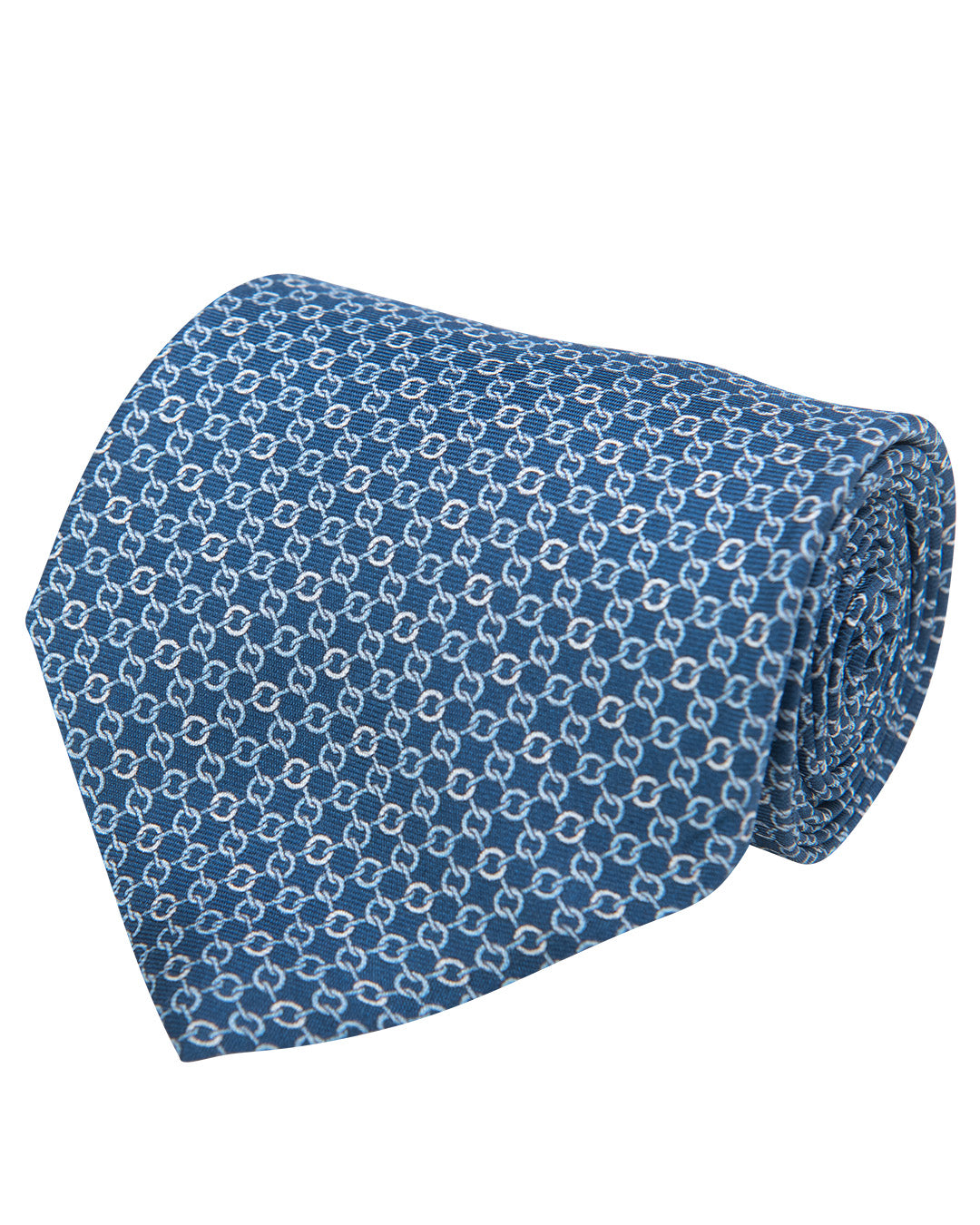 Navy Chainlink Print Italian Silk Tie