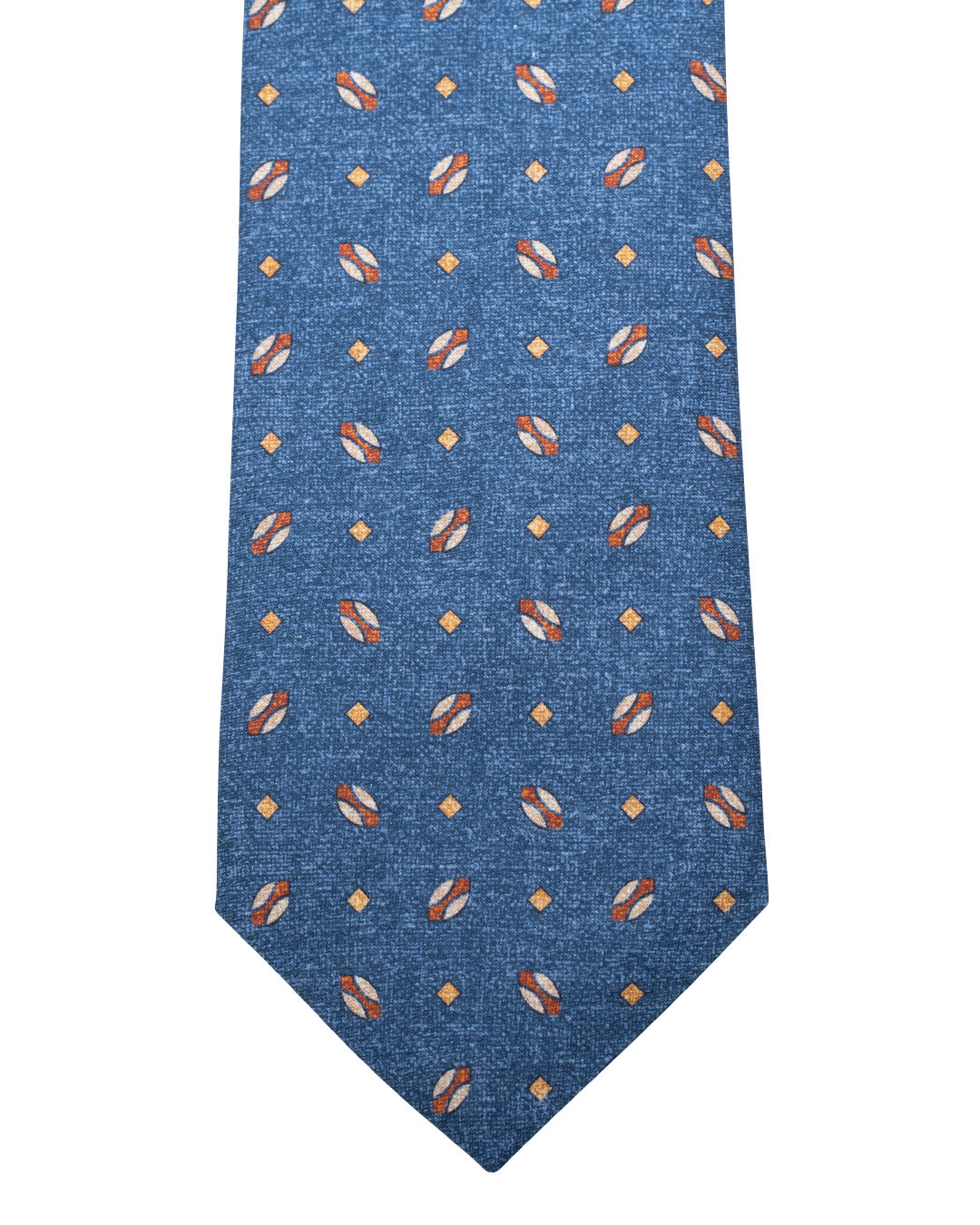 Blue Rugby Ball Print Italian Silk Tie