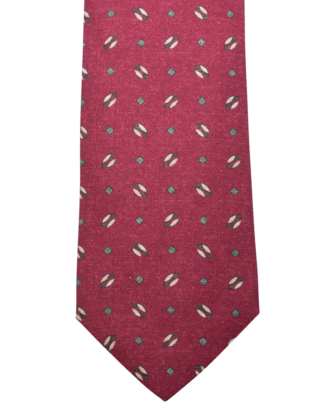 Red Rugby Ball Print Italian Silk Tie