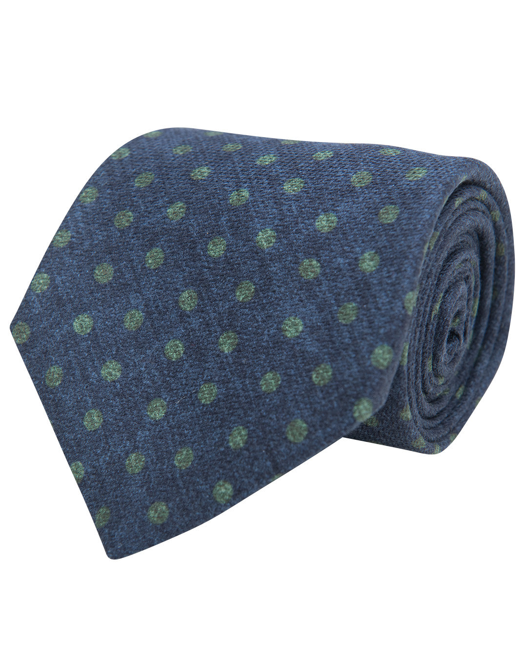 Navy Spot Print Diamante Weave Italian Schappe Silk Tie