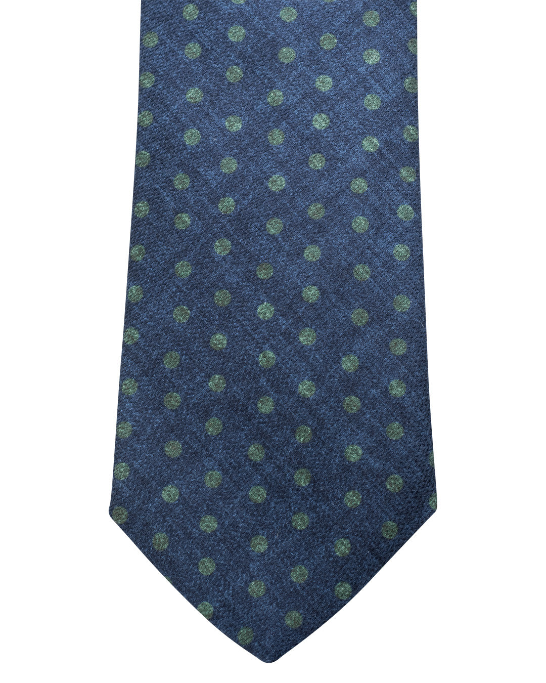 Navy Spot Print Diamante Weave Italian Schappe Silk Tie