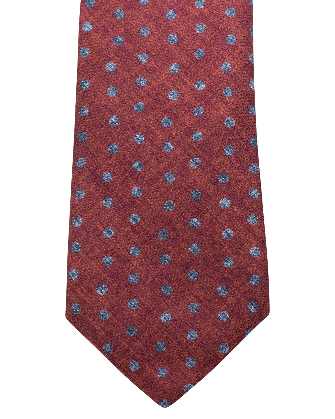 Rust Spot Print Diamante Weave Italian Schappe Silk Tie