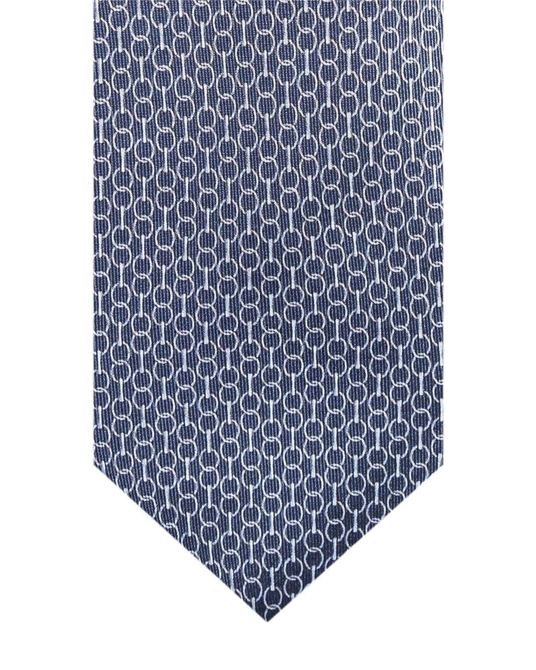 Blue Oval Chain Link Italian Silk Printed Tie