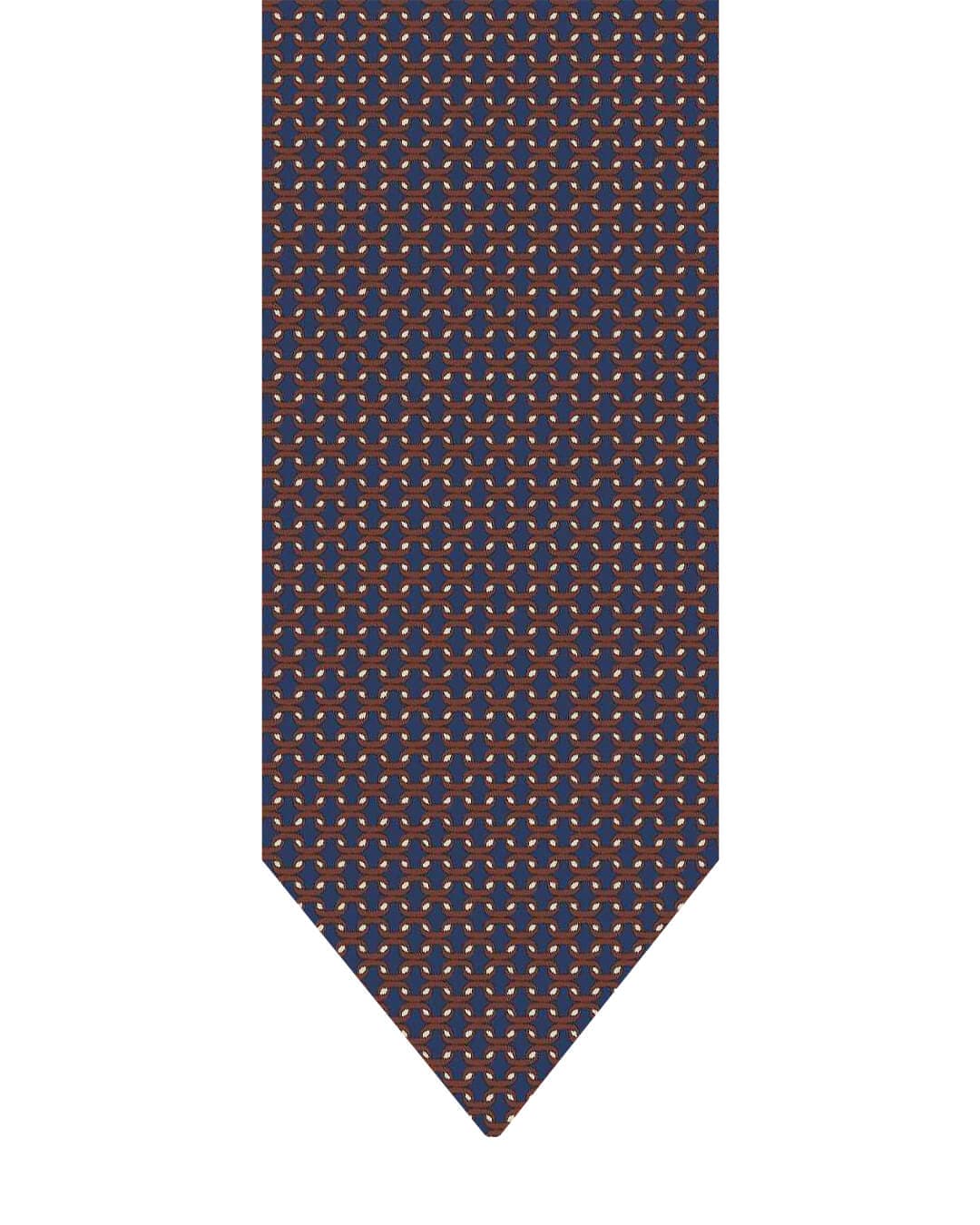 Gagliardi Navy Tie Italian Silk Printed Lattice