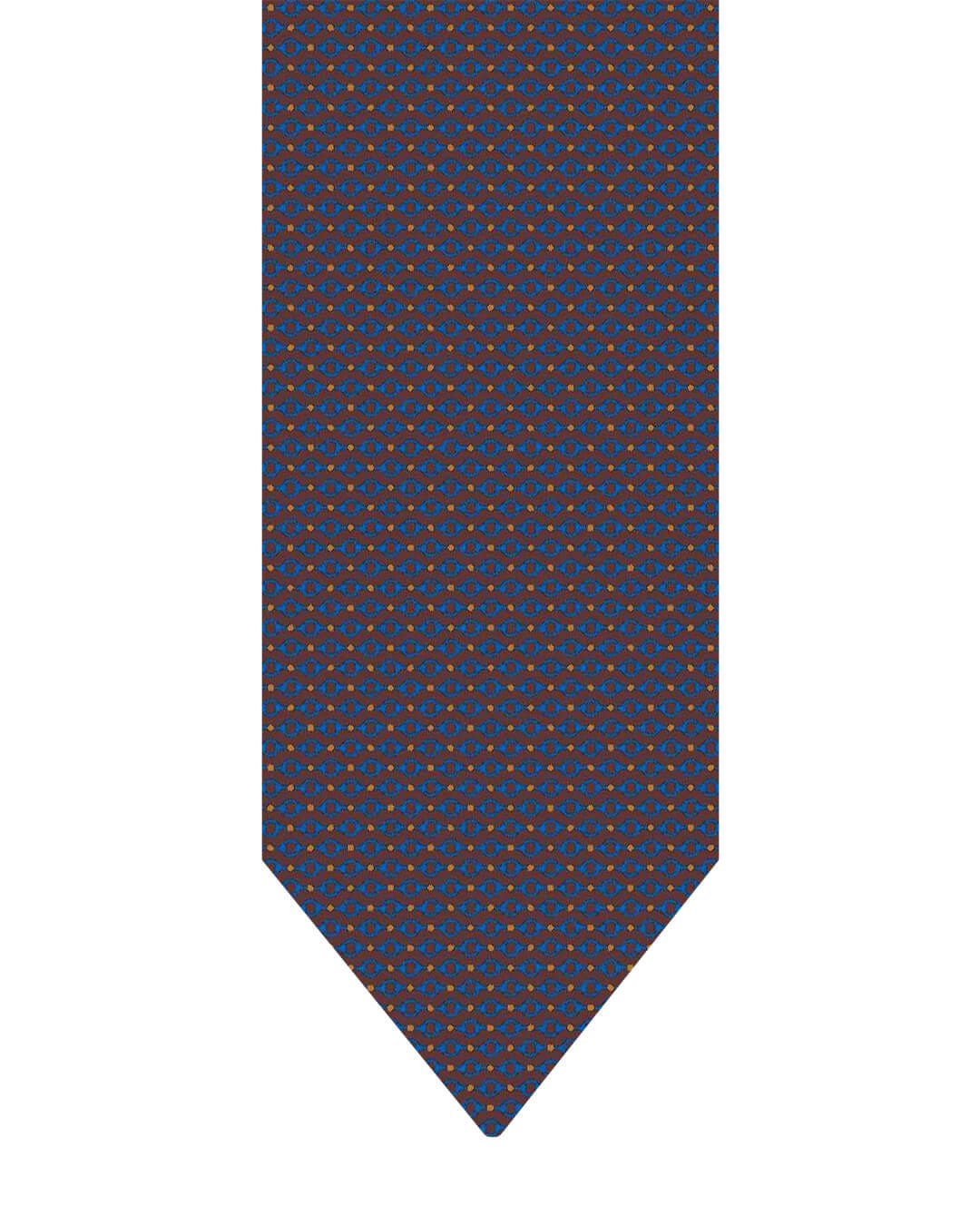 Gagliardi Brown Tie Italian Silk Printed Oval Links