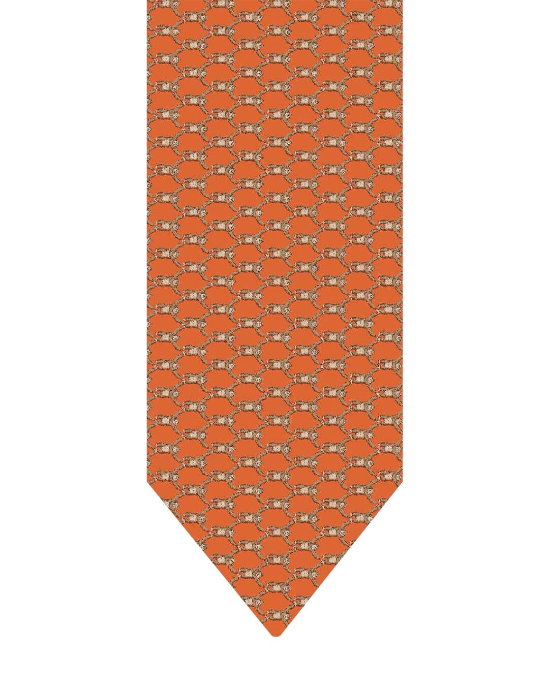 Gagliardi Orange Tie Italian Silk Printed Monkeys