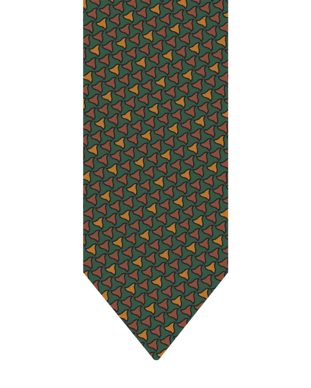 Gagliardi Olive Tie Italian Silk Printed Cones