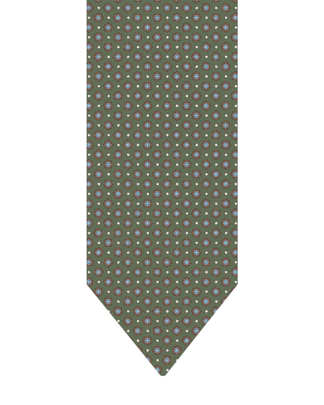 Gagliardi Green Tie Italian Silk Printed Flowers