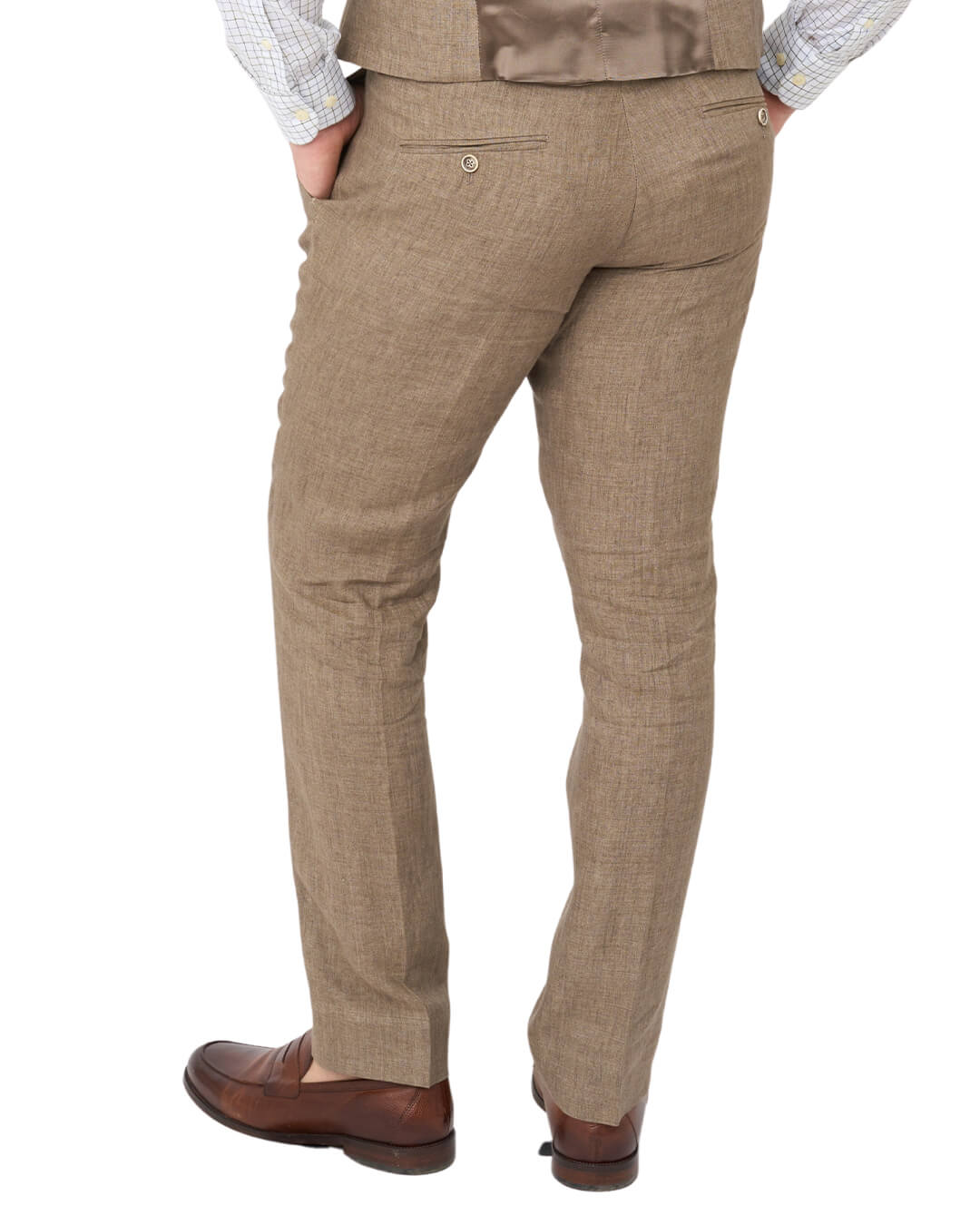 Taupe Italian Delave Linen Trousers