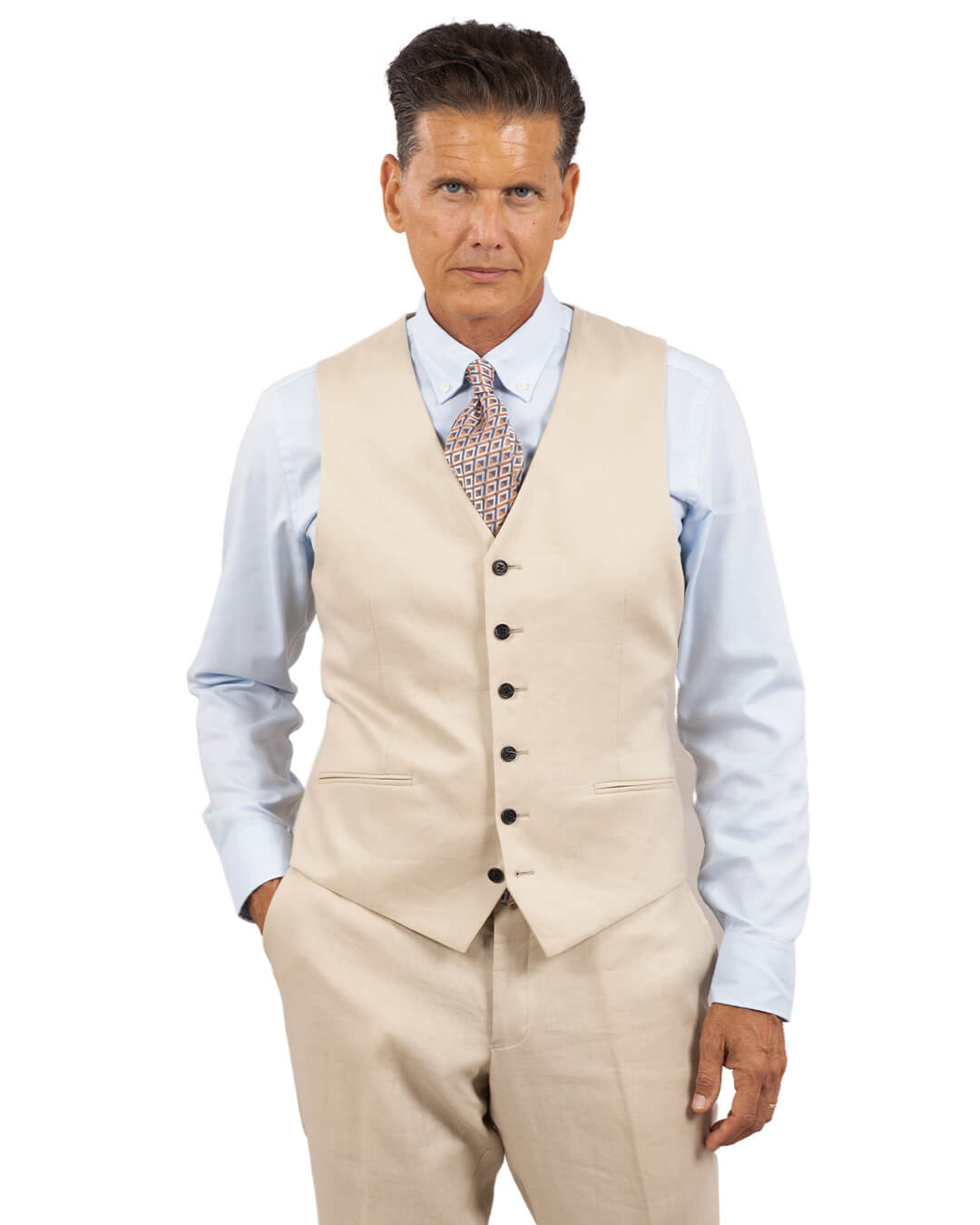 Stone Linen Waistcoat