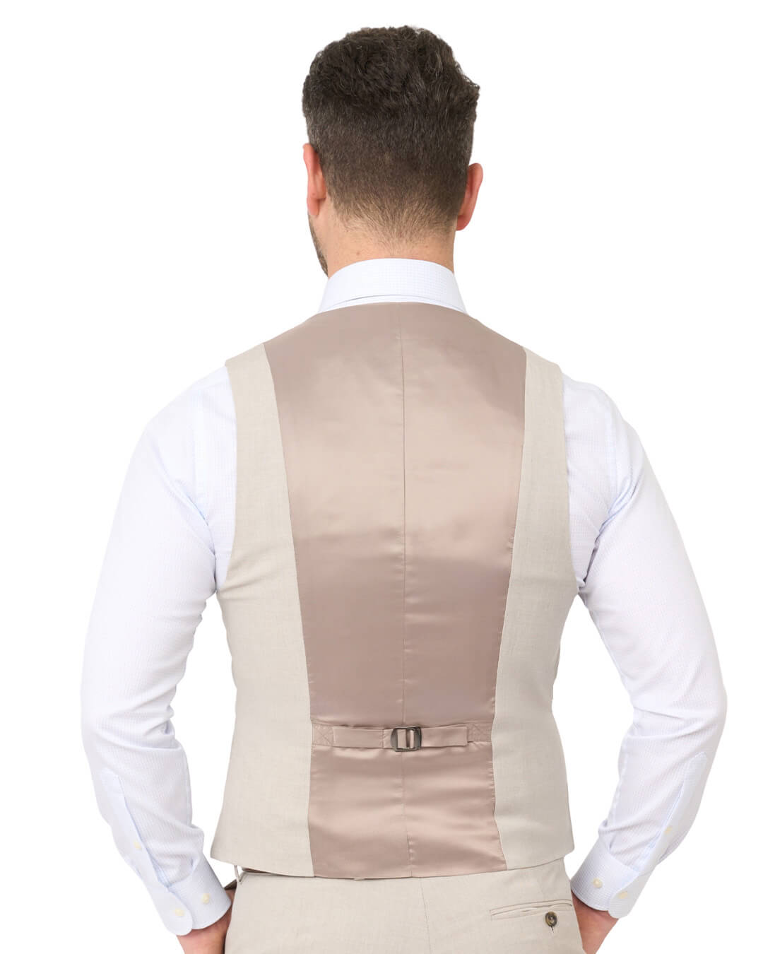 Stone Sharkskin Machine Washable Waistcoat