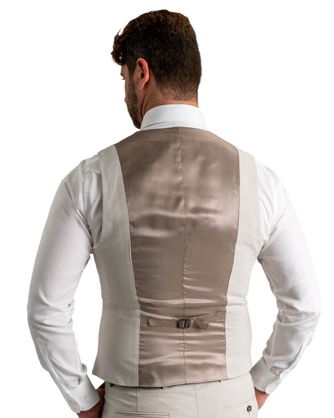 Gagliardi Beige Waistcoat Mixer Italian Cotton Linen
