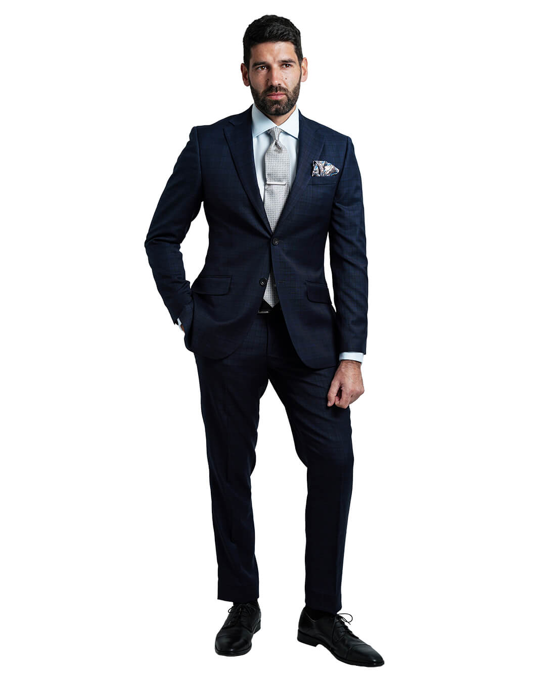 Navy Natural Stretch Tonal Check Suit