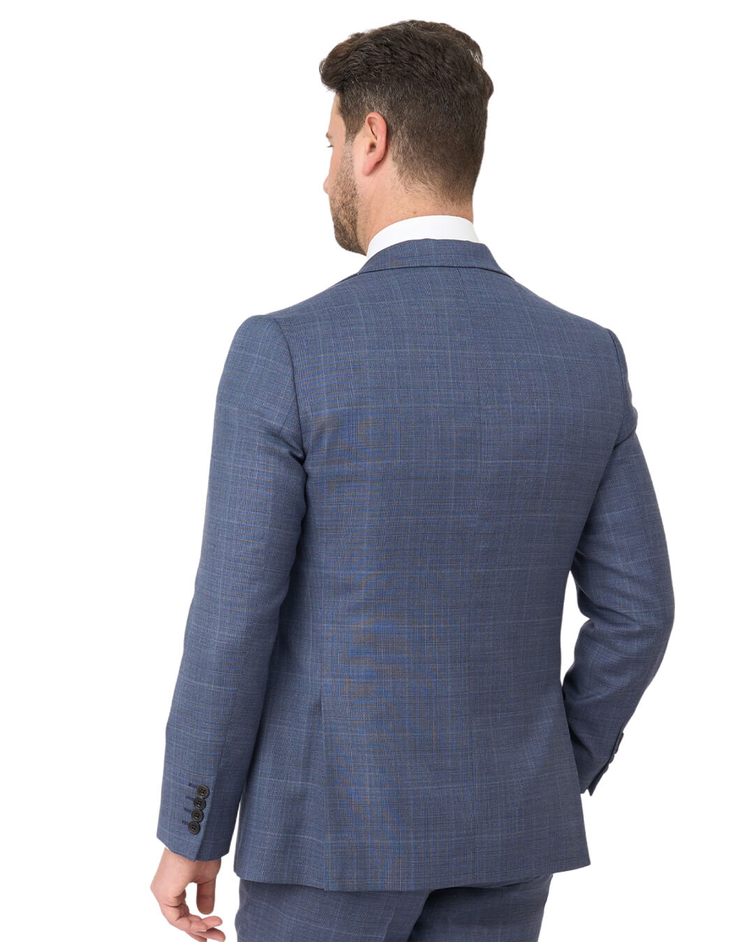 Blue Sharkskin Check Stretch Suit