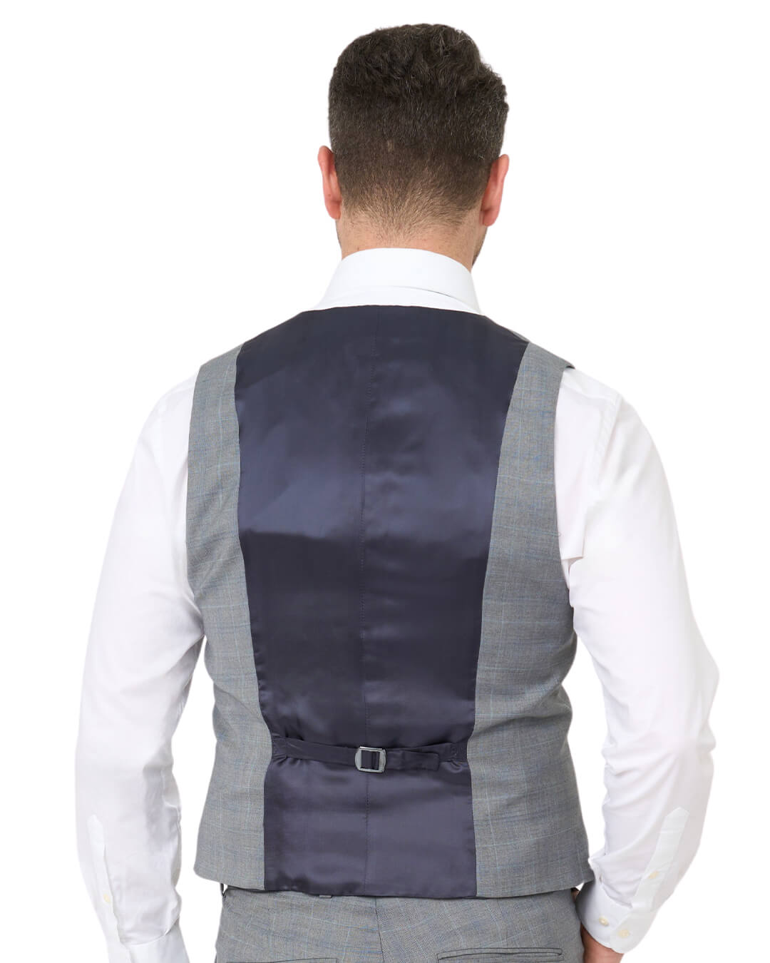 Grey Check Natural Stretch Waistcoat