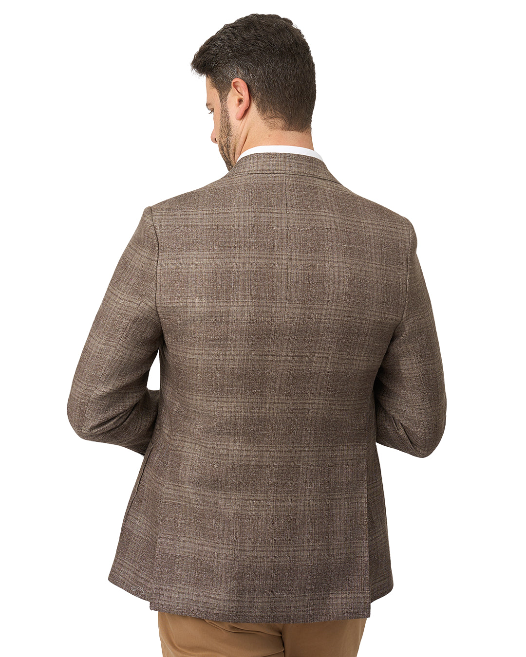 Gagliardi Brown Jacket Reda Linen Wool Check Super 110S