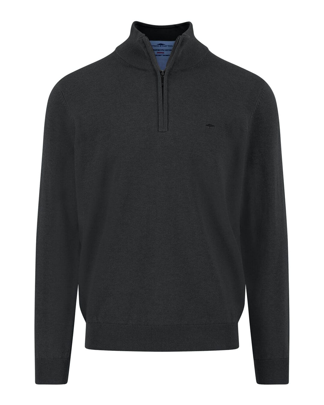 Fynch-Hatton Jumpers Fynch-Hatton Black Troyer-Zip Superfine Half-Zip Sweater